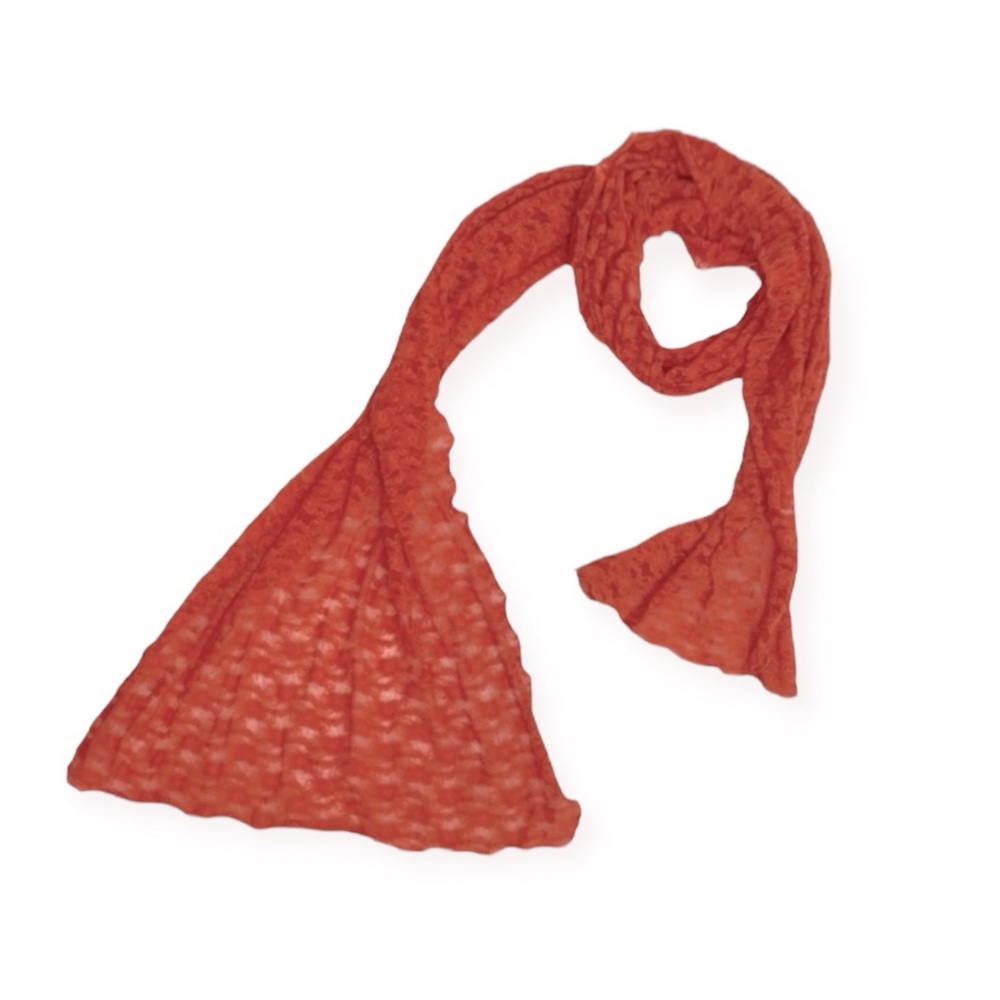 NWOT Burnt Orange Lacey Semi Sheer Scarf - handmade from Etsy - autumn fall